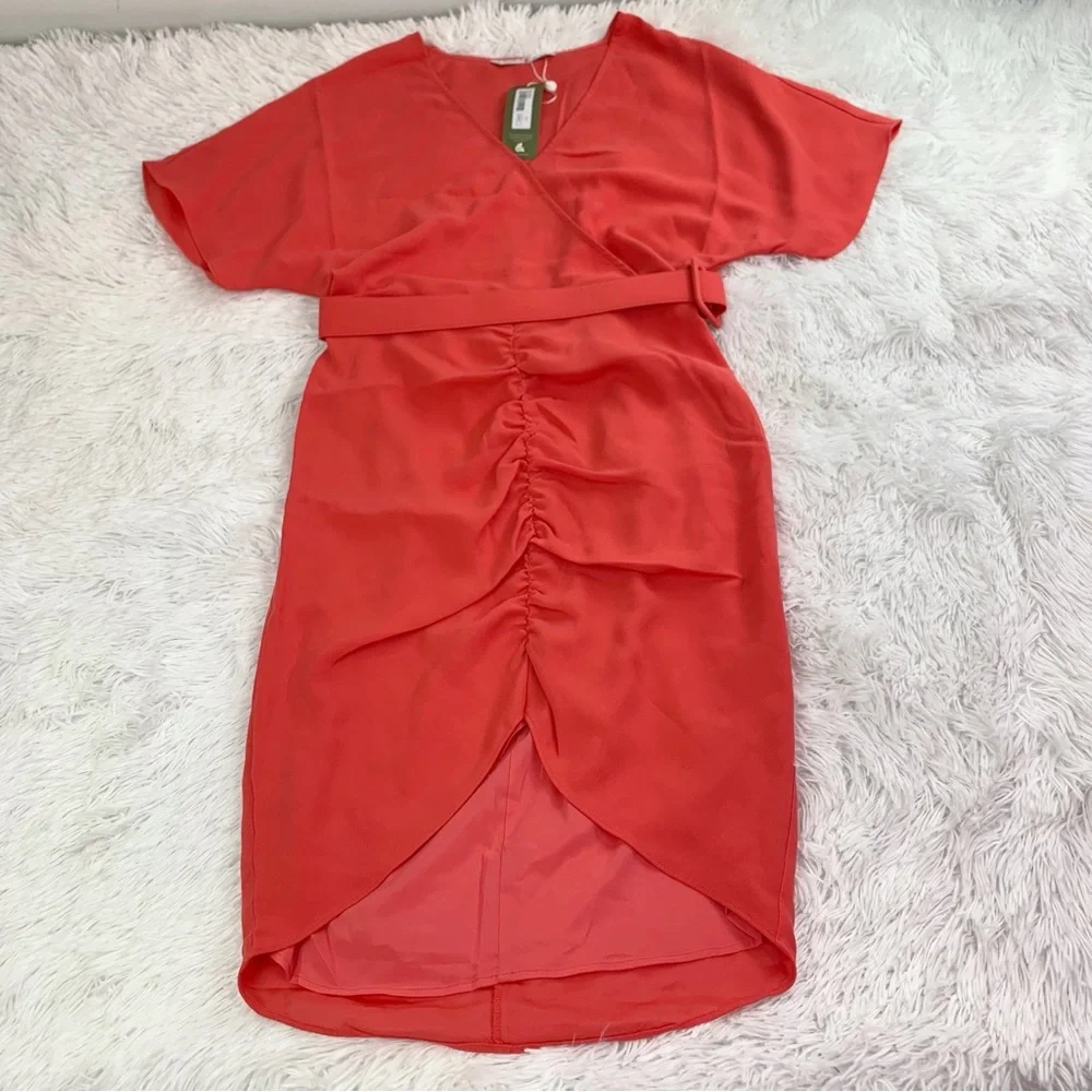 Trina Turk‎ Zest Short Sleeve V Neck Belted Faux Wrap Dress